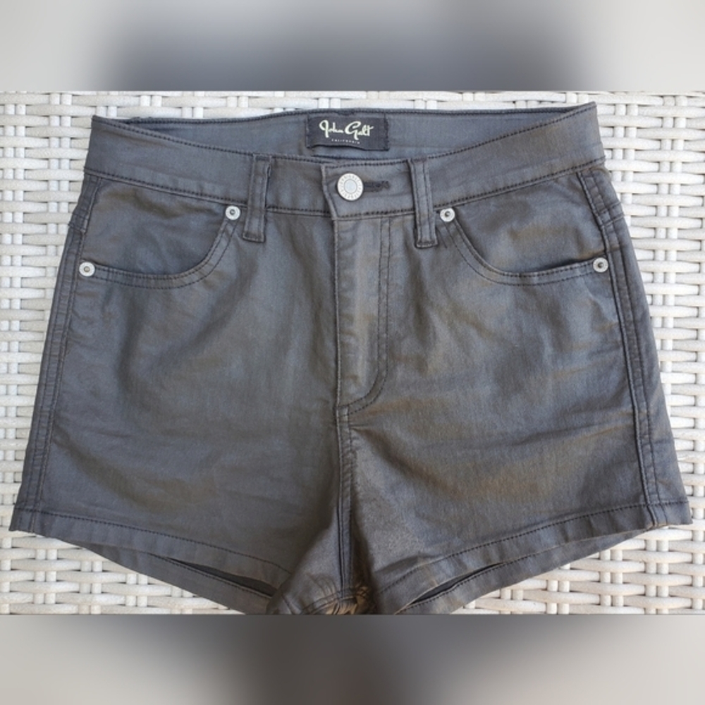 Brandy Melville‎ John Galt shorts black waxed matte high rise Small 26
